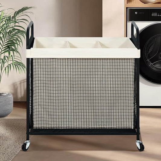 🧺 Spacious & Stylish Laundry Basket with Removable Washable Sections ✨